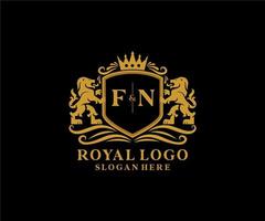 Initial fn Letter Lion Royal Luxury Logo Vorlage in Vektorgrafiken für Restaurant, Lizenzgebühren, Boutique, Café, Hotel, Heraldik, Schmuck, Mode und andere Vektorillustrationen. vektor