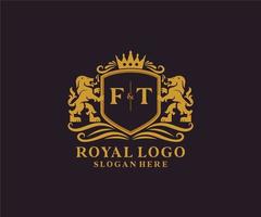 Initial ft Letter Lion Royal Luxury Logo Vorlage in Vektorgrafiken für Restaurant, Lizenzgebühren, Boutique, Café, Hotel, heraldisch, Schmuck, Mode und andere Vektorillustrationen. vektor