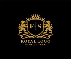 Initial fs Letter Lion Royal Luxury Logo Vorlage in Vektorgrafiken für Restaurant, Lizenzgebühren, Boutique, Café, Hotel, Heraldik, Schmuck, Mode und andere Vektorillustrationen. vektor
