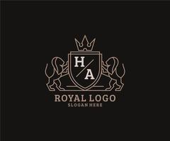 Initiale Ha Brief Löwe königlich Luxus Logo Vorlage im Vektor Kunst zum Restaurant, Königtum, Boutique, Cafe, Hotel, heraldisch, Schmuck, Mode und andere Vektor Illustration.