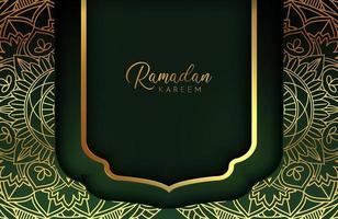 lyxig svart och guld bakgrundsbanner med islamisk arabesk mörkgrön mandala prydnad vektor