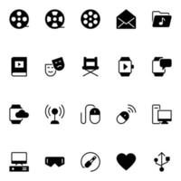 glyf ikoner för multimedia. vektor
