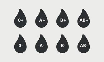 typ blod ikoner uppsättning. blod droppar Diagram för donation. svart liten droppe. vektor illustration