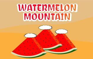 röd frukt vattenmelon berg färsk natur logotyp design vektor