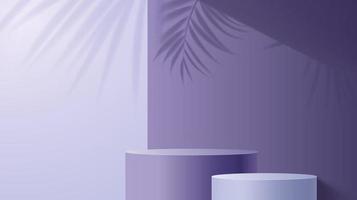kosmetika lila podium med löv skuggor vektor