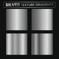 Silber Textur Gradient Sammlung. glänzend und Metall Stahl Gradient Vorlage zum Chrom Grenze, Silber rahmen, Band oder Etikette Design vektor
