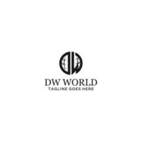 Brief dw mit kreativ Welt Logo Design vektor
