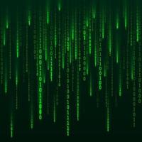 Sci-Fi Hintergrund. binär Computer Code. Grün Digital Zahlen. Matrix von binär Zahlen. futuristisch Hacker Abstraktion Hintergrund. zufällig Zahlen fallen auf das dunkel Hintergrund. Vektor