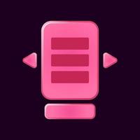 Satz lustige rosa Spiel-UI-Brett Pop-up für GUI Asset Elemente Vektor-Illustration vektor