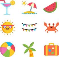 samling av Färg ikoner för en sommar semester. sommar illustrationer. vektor