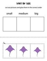 Sortieren Stachelrochen durch Größe. lehrreich Arbeitsblatt zum Kinder. vektor