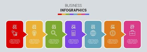 Infografiken Design Vorlage und Symbole mit 7 Optionen oder 7 Schritte vektor