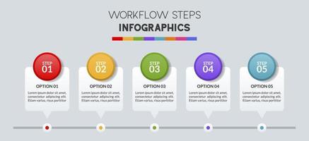 Infografiken Design Vorlage und Symbole mit 5 Optionen oder 5 Schritte vektor