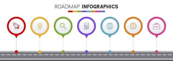 Infografiken Design Vorlage und Symbole mit 7 Optionen oder 7 Schritte vektor