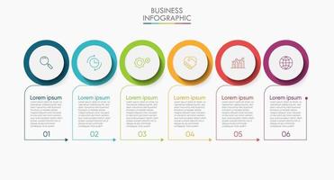 Infografik Thin Line Design Vorlage mit 6 Optionen vektor