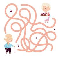 niedliches Cartoon-Großelternlabyrinthspiel. Labyrinth. lustiges Spiel für die Kindererziehung. Vektorillustration vektor