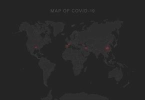 Coronavirus covid-19 Karte Bestätigt Fälle Bericht weltweit global. Coronavirus Krankheit 2020 Situation aktualisieren weltweit. Karten Show wo das Coronavirus hat Ausbreitung. Vektor Illustration.