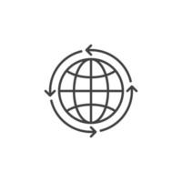 Globus Innerhalb Pfeile Vektor Konzept Linie Symbol oder Symbol