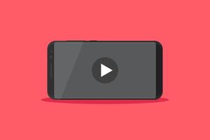 smartphone video spelare på skärm, platt design vektor illustration