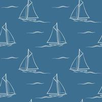 segelbåt och Vinka. sömlös mönster med tecknad serie båtar. vektor textur.