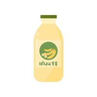 Logo Illustration von Banane mit ...-Geschmack Milch oder Banane Smoothie im ein Flasche vektor