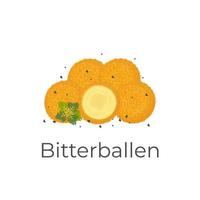 Niederländisch Bitterballen Illustration Logo mit köstlich Füllung und bereit zu Essen vektor