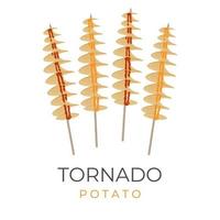 koreanska gata mat illustration logotyp hweori gamja eller tornado potatis toppade med sås och majonnäs vektor