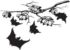 hand dragen vektor natur illustration. en grupp av fladdermöss ser för mat