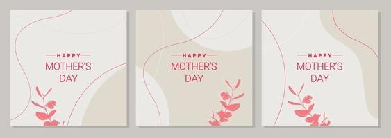 glücklich Mütter Tag. Gruß Karte einstellen Boho Stil Pastell- Farbe. Mütter Tag Banner oder Poster Design Vorlage. vektor