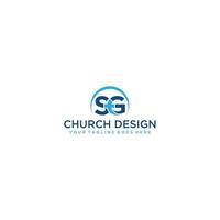 stg Brief mit Kirche Logo Design vektor