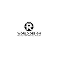 Welt mit Negativ r Brief Logo Design vektor