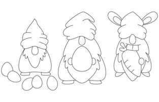 minimal line art gnomes påsk vårsäsong, enkel line art ritning illustration clipart vektor