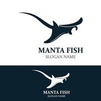 manta fisk eller stingrocka logotyp design vektor årgång illustration skridsko fisk hav