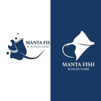 manta fisk eller stingrocka logotyp design vektor årgång illustration skridsko fisk hav