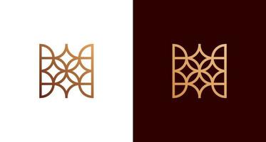 abstrakter dekorativer Buchstabe h Logo mit Stern, Blättern, geometrischem Linienmustersatz vektor