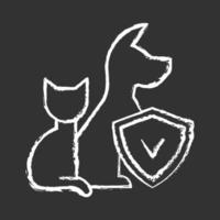 weißes Symbol der Haustierversicherungskreide auf schwarzem Hintergrund vektor