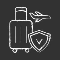 Weißes Symbol der Reiseversicherungskreide auf schwarzem Hintergrund vektor