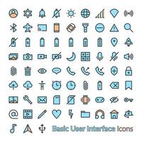 översikt fylld användare gränssnitt ikoner. linjär Färg grundläggande ui ikon uppsättning vektor