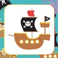 söt pirat Flash-kort för barn. redo till skriva ut. tryckbar spel kort. pedagogisk kort för förskola. vektor illustration.