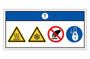 Beachten Sie das Symbolzeichen der heißen oder kalten Oberfläche auf weißem Hintergrund vektor