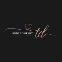 Initiale td feminin Logo Sammlungen Vorlage. Handschrift Logo von Initiale Unterschrift, Hochzeit, Mode, Schmuck, Boutique, Blumen- und botanisch mit kreativ Vorlage zum irgendein Unternehmen oder Geschäft. vektor