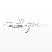 första ym feminin logotyp samlingar mall. handstil logotyp av första signatur, bröllop, mode, smycken, boutique, blommig och botanisk med kreativ mall för några företag eller företag. vektor