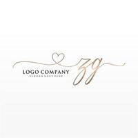 Initiale zg feminin Logo Sammlungen Vorlage. Handschrift Logo von Initiale Unterschrift, Hochzeit, Mode, Schmuck, Boutique, Blumen- und botanisch mit kreativ Vorlage zum irgendein Unternehmen oder Geschäft. vektor