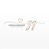 Initiale zq feminin Logo Sammlungen Vorlage. Handschrift Logo von Initiale Unterschrift, Hochzeit, Mode, Schmuck, Boutique, Blumen- und botanisch mit kreativ Vorlage zum irgendein Unternehmen oder Geschäft. vektor