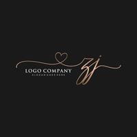 första zj feminin logotyp samlingar mall. handstil logotyp av första signatur, bröllop, mode, smycken, boutique, blommig och botanisk med kreativ mall för några företag eller företag. vektor