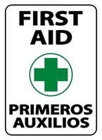 zweisprachiges Erste-Hilfe-Zeichen auf weißem Hintergrund vektor