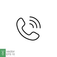 Telefon Anruf Klingeln Symbol. Telefon, eingehend, Empfänger, Kommunikation Konzept. einfach Gliederung Stil. dünn Linie Symbol. Vektor Illustration isoliert auf Weiß Hintergrund. eps 10.