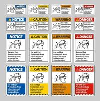Ohr- und Augenschutzbereich, Versagen kann zu Hör- und Sehschäden führen vektor