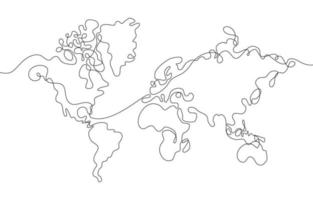 värld Karta ett stroke konst begrepp vektor
