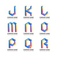 färgrik 3d alfabet logotyp jr samling vektor
